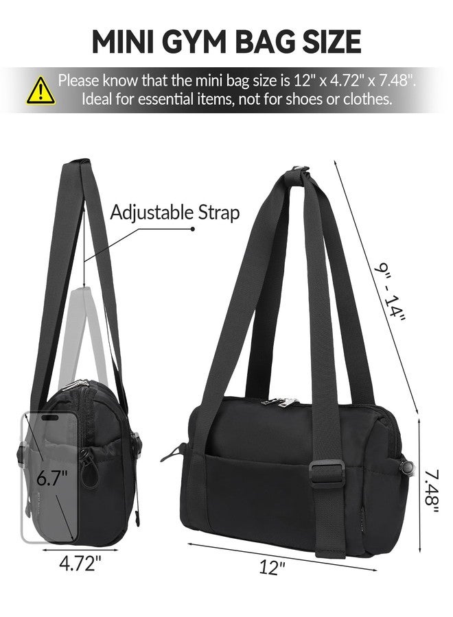 BAVERGE Small Gym Bag for Women Mini Duffle Bag with Wet Compartment, Lightweight Waterproof Cute Tote for Girls Workout Sport Travel, Black - Image 2